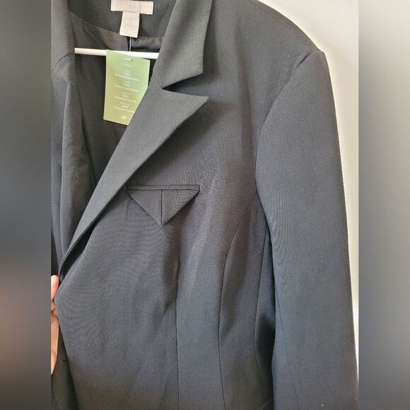 NEW H&M Oversized Blazer Jacket Black Womens Plus Size XXL Office Workwear - Picture 9 of 16